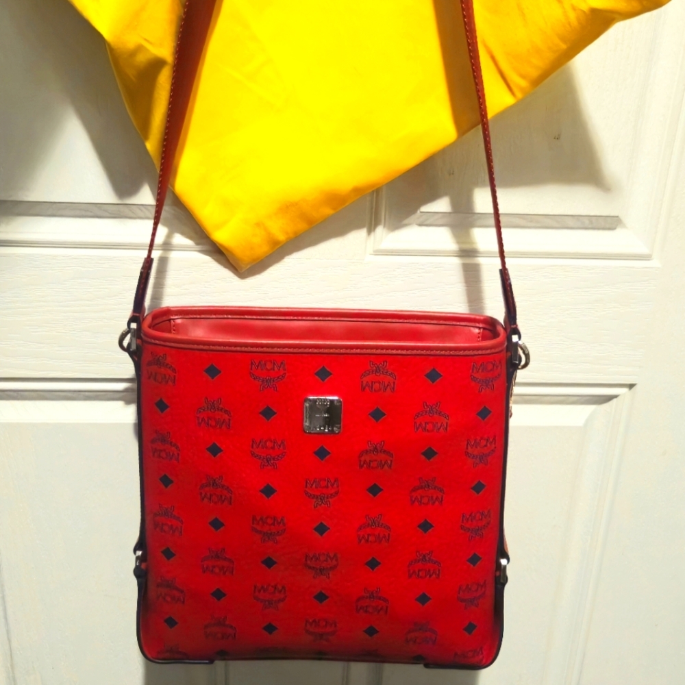 MCM Scarlet Crossbody Bag with Logo Pattern